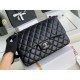 Chanel Classic Flap bag Jumbo 30 Black Silver Hardware Lambskin Hass Factory leather 20x30x10cm