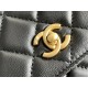 Chanel WOC Black Gold Hardware Camellia Clasp Lambskin Hass Factory leather 12x19x3.5cm