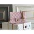 Chanel Classic Flap bag Mini 17 Pink Gold Hardware Camellia Clasp Lambskin Hass Factory leather 14x17x8cm