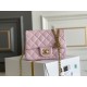 Chanel Classic Flap bag Mini 17 Pink Gold Hardware Camellia Clasp Lambskin Hass Factory leather 14x17x8cm