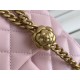 Chanel Classic Flap bag Mini 17 Pink Gold Hardware Camellia Clasp Lambskin Hass Factory leather 14x17x8cm