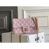 Chanel Classic Flap bag Mini 20 Pink Gold Hardware Camellia Clasp Lambskin Hass Factory leather 13x20x6cm