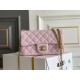 Chanel Classic Flap bag Mini 20 Pink Gold Hardware Camellia Clasp Lambskin Hass Factory leather 13x20x6cm