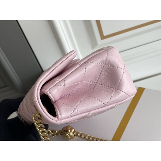 Chanel Classic Flap bag Mini 20 Pink Gold Hardware Camellia Clasp Lambskin Hass Factory leather 13x20x6cm