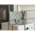 Chanel Classic Flap bag Mini 17 Light Blue Gold Hardware Camellia Clasp Lambskin Hass Factory leather 14x17x8cm