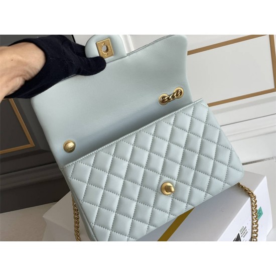 Chanel Classic Flap bag Small 23 Light Blue Gold Hardware Camellia Clasp Lambskin Hass Factory leather 15x23x6cm