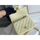 Chanel Classic Flap bag Mini 17 Light Yellow Gold Hardware Camellia Clasp Lambskin Hass Factory leather 14x17x8cm