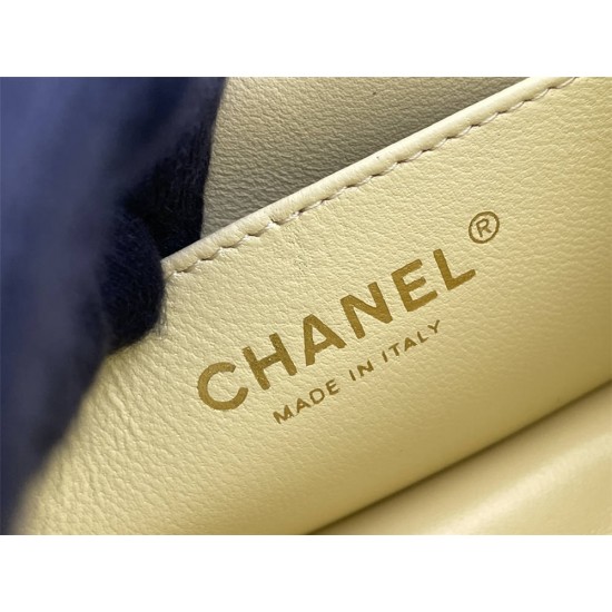 Chanel Classic Flap bag Mini 17 Light Yellow Gold Hardware Camellia Clasp Lambskin Hass Factory leather 14x17x8cm