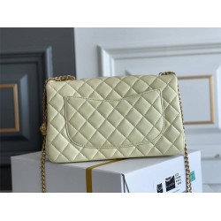 Chanel Classic Flap bag Small 23 Light Yellow Gold Hardware Camellia Clasp Lambskin Hass Factory leather 15x23x6cm