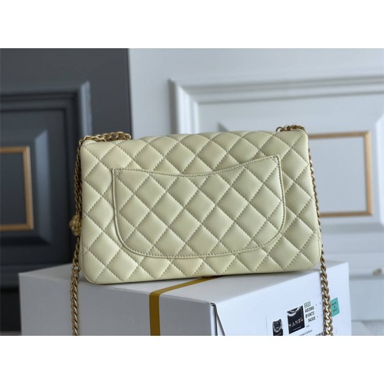 Chanel Classic Flap bag Small 23 Light Yellow Gold Hardware Camellia Clasp Lambskin Hass Factory leather 15x23x6cm