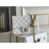 Chanel Classic Flap bag Mini 17 White Gold Hardware Camellia Clasp Lambskin Hass Factory leather 14x17x8cm