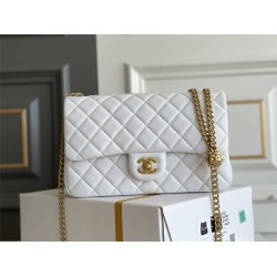 Chanel Classic Flap bag Small 23 White Gold Hardware Camellia Clasp Lambskin Hass Factory leather 15x23x6cm