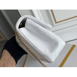 Chanel Classic Flap bag Small 23 White Gold Hardware Camellia Clasp Lambskin Hass Factory leather 15x23x6cm