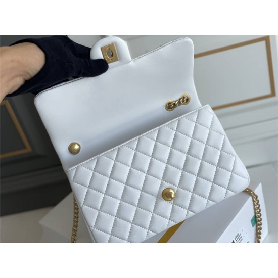 Chanel Classic Flap bag Small 23 White Gold Hardware Camellia Clasp Lambskin Hass Factory leather 15x23x6cm