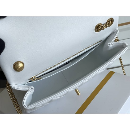 Chanel Classic Flap bag Small 23 White Gold Hardware Camellia Clasp Lambskin Hass Factory leather 15x23x6cm