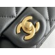 Chanel Classic Flap bag Mini 17 Black Gold Hardware Camellia Clasp Lambskin Hass Factory leather 14x17x8cm