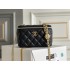 Chanel Long Box Makeup Bag Vanity Box Black Gold Hardware Lambskin Hass Factory leather 10x17x8cm