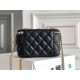 Chanel Long Box Makeup Bag Vanity Box Black Gold Hardware Lambskin Hass Factory leather 10x17x8cm