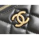 Chanel Long Box Makeup Bag Vanity Box Black Gold Hardware Lambskin Hass Factory leather 10x17x8cm