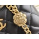 Chanel Long Box Makeup Bag Vanity Box Black Gold Hardware Lambskin Hass Factory leather 10x17x8cm