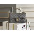 Chanel 22B Classic Flap bag Mini 20 with Handle Gray Gold Hardware Lambskin Hass Factory leather 12x20x6cm