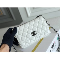 Chanel 22B Trendy CC WOC 19 White So Black Lambskin Hass Factory leather 19cm