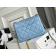 Chanel 22S Classic Flap bag Woven Gold Ball Blue Gold Hardware Mini 17 Lambskin Hass Factory leather 13x17x7cm