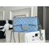 Chanel 22S Classic Flap bag Woven Gold Ball Blue Gold Hardware Mini 20 Lambskin Hass Factory leather 13x20x7cm