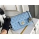 Chanel 22S Classic Flap bag Woven Gold Ball Blue Gold Hardware Mini 20 Lambskin Hass Factory leather 13x20x7cm