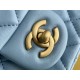 Chanel 22S Classic Flap bag Woven Gold Ball Blue Gold Hardware Mini 20 Lambskin Hass Factory leather 13x20x7cm