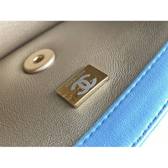 Chanel 22S Classic Flap bag Woven Gold Ball Blue Gold Hardware Mini 20 Lambskin Hass Factory leather 13x20x7cm