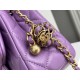 Chanel 22S Classic Flap bag Woven Gold Ball Purple Gold Hardware Mini 17 Lambskin Hass Factory leather 13x17x7cm