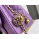 Chanel 22S Classic Flap bag Woven Gold Ball Purple Gold Hardware Mini 20 Lambskin Hass Factory leather 13x20x7cm