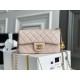 Chanel 22C Classic Flap bag Mini 20 Gold Ball Pink Gold Hardware Lambskin Hass Factory leather 13x20x7cm