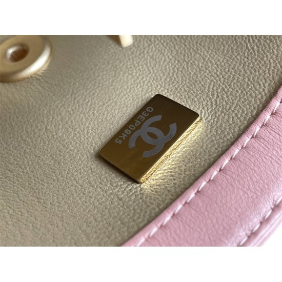 Chanel 22C Classic Flap bag Mini 18 Gold Ball Deep Pink Gold Hardware Lambskin Hass Factory leather 13x18x7cm