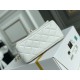 Chanel 22C Classic Flap bag Mini 18 Gold Ball White Gold Hardware Lambskin Hass Factory leather 13x18x7cm