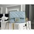 Chanel 22C Classic Flap bag Mini 18 Gold Ball Light Blue Gold Hardware Lambskin Hass Factory leather 13x18x7cm