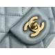 Chanel 22C Classic Flap bag Mini 18 Gold Ball Light Blue Gold Hardware Lambskin Hass Factory leather 13x18x7cm