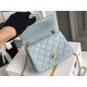 Chanel 22C Classic Flap bag Mini 18 Gold Ball Light Blue Gold Hardware Lambskin Hass Factory leather 13x18x7cm