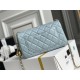 Chanel 22C Classic Flap bag Mini 20 Gold Ball Light Blue Gold Hardware Lambskin Hass Factory leather 13x20x7cm