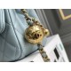 Chanel 22C Classic Flap bag Mini 20 Gold Ball Light Blue Gold Hardware Lambskin Hass Factory leather 13x20x7cm