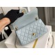 Chanel 22C Classic Flap bag Mini 20 Gold Ball Light Blue Gold Hardware Lambskin Hass Factory leather 13x20x7cm