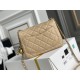 Chanel 22C Classic Flap bag Mini 18 Gold Ball Apricot Gold Hardware Lambskin Hass Factory leather 13x18x7cm