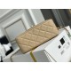 Chanel 22C Classic Flap bag Mini 18 Gold Ball Apricot Gold Hardware Lambskin Hass Factory leather 13x18x7cm