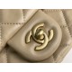 Chanel 22C Classic Flap bag Mini 18 Gold Ball Apricot Gold Hardware Lambskin Hass Factory leather 13x18x7cm