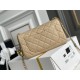 Chanel 22C Classic Flap bag Mini 20 Gold Ball Apricot Gold Hardware Lambskin Hass Factory leather 13x20x7cm