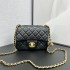 Chanel 22C Classic Flap bag Mini 18 Woven Gold Ball Black Gold Hardware Lambskin Hass Factory leather 13x18x7cm