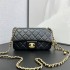 Chanel 22C Classic Flap bag Mini 20 Woven Gold Ball Black Gold Hardware Lambskin Hass Factory leather 13x20x7cm