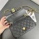 Chanel 22C Classic Flap bag Mini 20 Woven Gold Ball Black Gold Hardware Lambskin Hass Factory leather 13x20x7cm