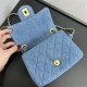 Chanel 22C Classic Flap bag Mini 18 Denim Blue Gold Ball Denim Blue Gold Hardware Lambskin Hass Factory leather 13x18x7cm